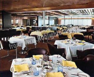 The de luxe Columbia restaurant  was also designed by Lennon and extends the full width of the ship, seating 500.  