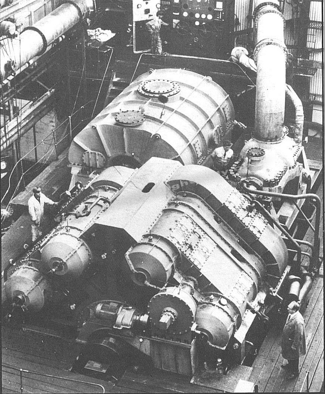 The original steam turbines prior to original installation in 1967.