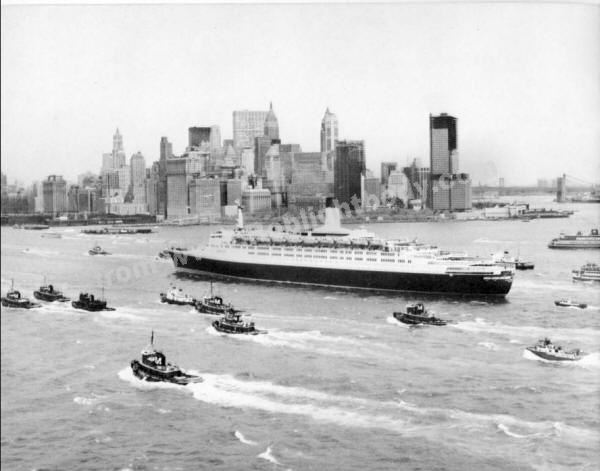 QE2's triumphant arrival in New York on May 7, 1969